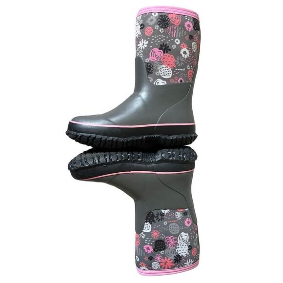 Bogs Stomper Garden Winter Boots Toddlers Size 3 Youth Gray Rubber Rain Snow - Picture 2 of 8
